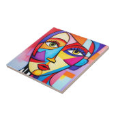 Kleurrijk Abstract gezichtskubisme Tegeltje (Zijkant)