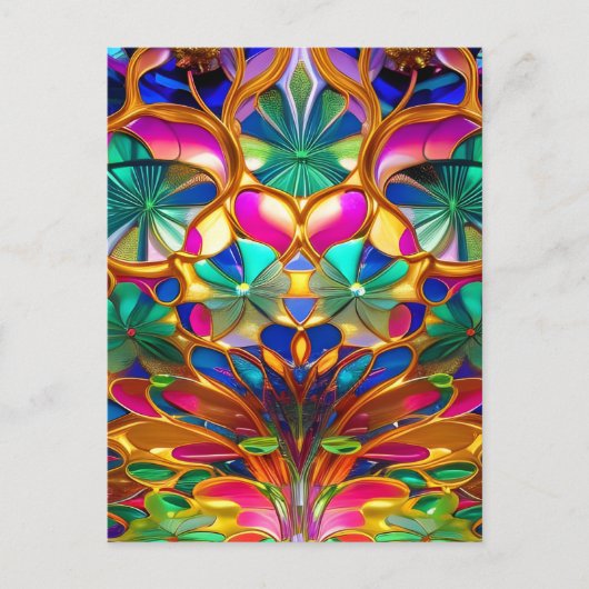 Kleurrijk Abstract Glas in lood Briefkaart (Voorkant)