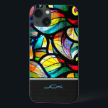 Kleurrijk Abstract Glas in lood Case-Mate iPhone Case<br><div class="desc">Kleurrijke abstracte zwemmen met gekleurd glas. Aangepast en optioneel monogram met modern geometrisch patroon onderaan.</div>