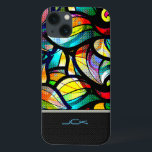 Kleurrijk Abstract Glas in lood Case-Mate iPhone Case<br><div class="desc">Kleurrijke abstracte zwemmen met gekleurd glas. Aangepast en optioneel monogram met modern geometrisch patroon onderaan.</div>