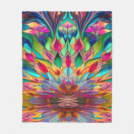 Kleurrijk Abstract Glas in lood Fleece Deken (Voorkant)