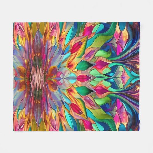 Kleurrijk Abstract Glas in lood Fleece Deken (Voorkant (Horizontaal))