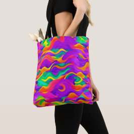 Kleurrijk Abstract golfontwerp Tote Bag