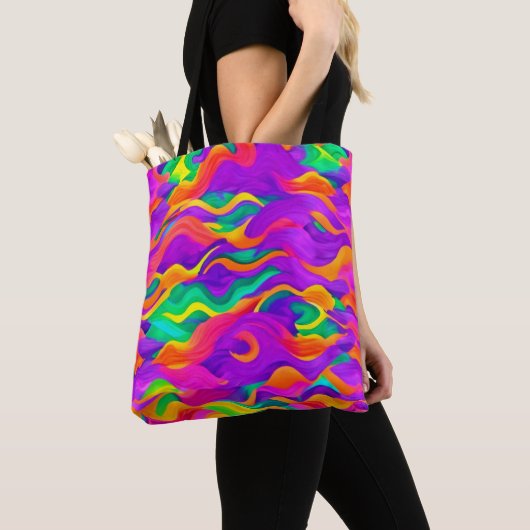 Kleurrijk Abstract golfontwerp Tote Bag (Dichtbij)