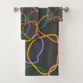 Kleurrijk Abstract golvend lijnenpatroon Bad Handdoek (Insitu)
