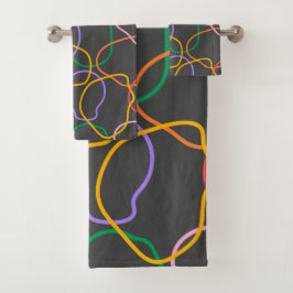 Kleurrijk Abstract golvend lijnenpatroon Bad Handdoek