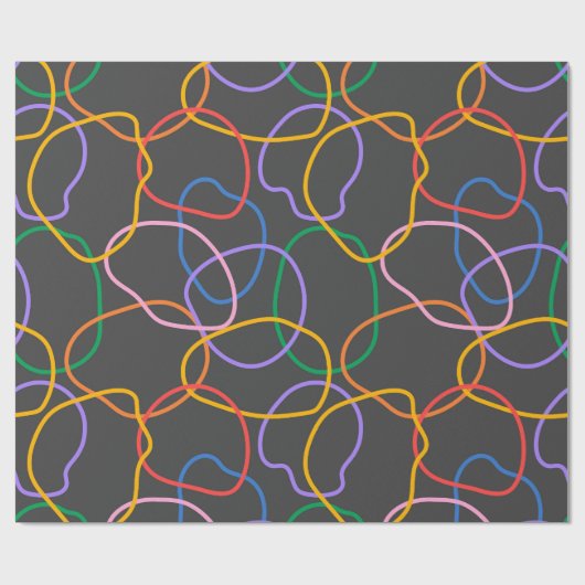 Kleurrijk Abstract golvend lijnenpatroon Cadeaupapier (Vlak)