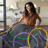 Kleurrijk Abstract golvend lijnenpatroon Fleece Deken