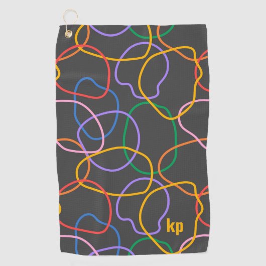 Kleurrijk Abstract golvend lijnenpatroon Golfhanddoek (Voorkant)