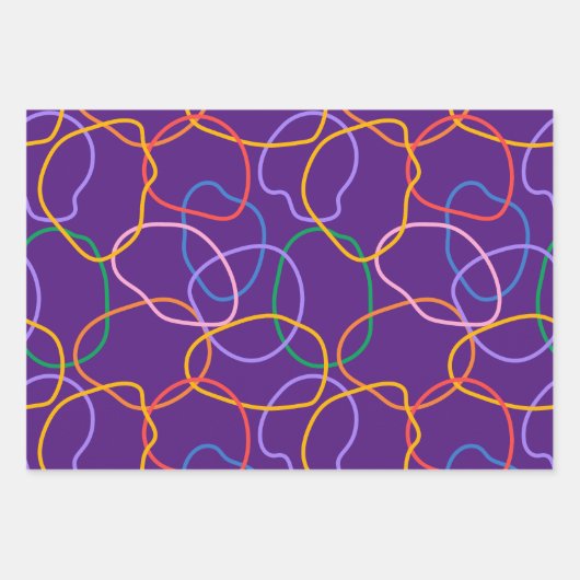 Kleurrijk Abstract golvend lijnenpatroon Inpakpapier Vel (Voorkant 3)