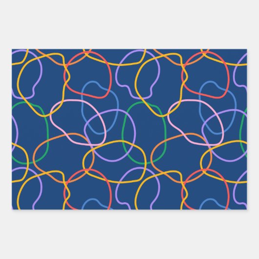 Kleurrijk Abstract golvend lijnenpatroon Inpakpapier Vel (Voorkant 2)