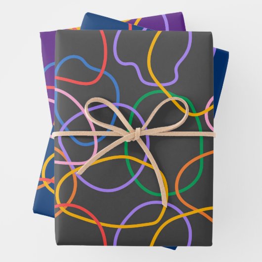 Kleurrijk Abstract golvend lijnenpatroon Inpakpapier Vel (In situ)