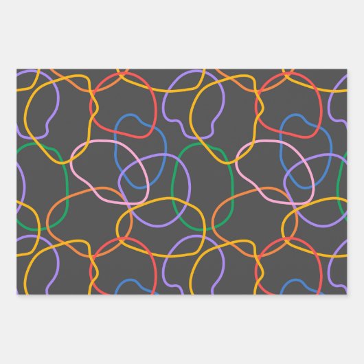 Kleurrijk Abstract golvend lijnenpatroon Inpakpapier Vel (Voorkant)