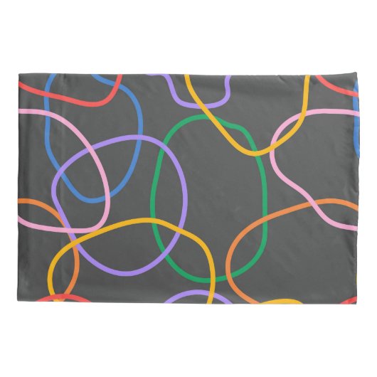 Kleurrijk Abstract golvend lijnenpatroon Kussensloop (Achterkant)