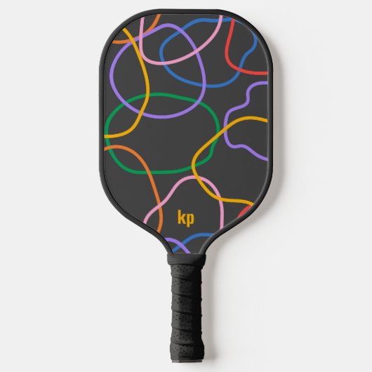 Kleurrijk Abstract golvend lijnenpatroon Pickleball Paddle (Voorkant)
