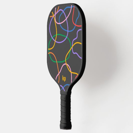 Kleurrijk Abstract golvend lijnenpatroon Pickleball Paddle (Links)