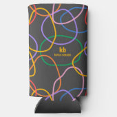 Kleurrijk Abstract golvend lijnenpatroon Seltzer Blikjeskoeler (Achterkant)