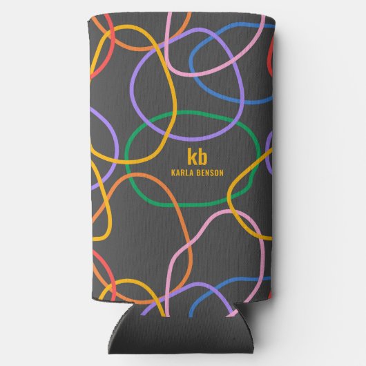 Kleurrijk Abstract golvend lijnenpatroon Seltzer Blikjeskoeler (Achterkant)