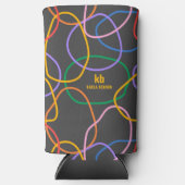 Kleurrijk Abstract golvend lijnenpatroon Seltzer Blikjeskoeler (Voorkant)
