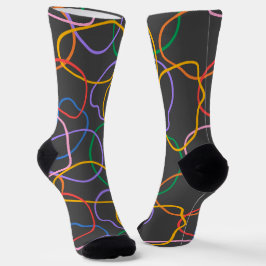 Kleurrijk Abstract golvend lijnenpatroon Sokken