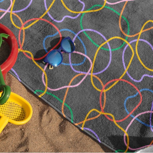 Kleurrijk Abstract golvend lijnenpatroon Strandlaken