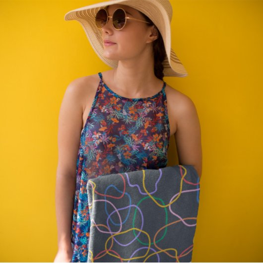 Kleurrijk Abstract golvend lijnenpatroon Strandlaken