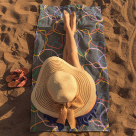 Kleurrijk Abstract golvend lijnenpatroon Strandlaken