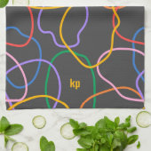 Kleurrijk Abstract golvend lijnenpatroon Theedoek (Gevouwen)