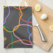 Kleurrijk Abstract golvend lijnenpatroon Theedoek (Quarter Fold)