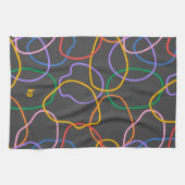 Kleurrijk Abstract golvend lijnenpatroon Theedoek (Horizontaal)