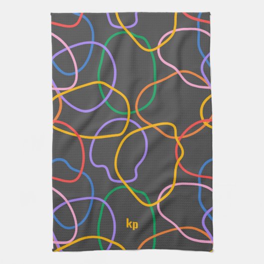 Kleurrijk Abstract golvend lijnenpatroon Theedoek (Verticaal)