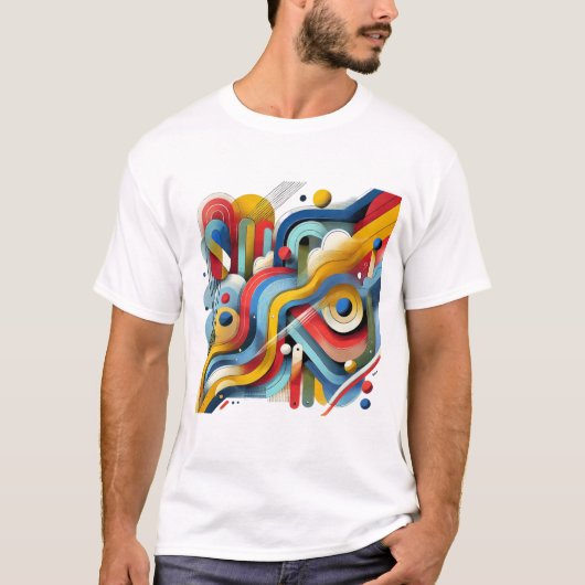 Kleurrijk Abstract Grafisch Wit T-shirt (Voorkant)