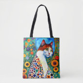 KLEURRIJK ABSTRACT GRAPPIG SCHILDERIJ VAN EEN KAT TOTE BAG (Voorkant)
