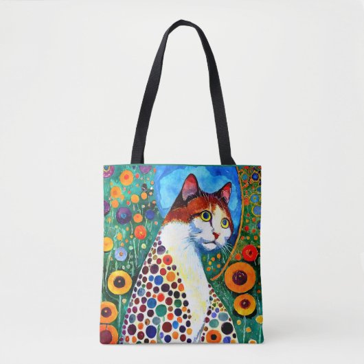 KLEURRIJK ABSTRACT GRAPPIG SCHILDERIJ VAN EEN KAT TOTE BAG (Voorkant)