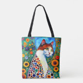 KLEURRIJK ABSTRACT GRAPPIG SCHILDERIJ VAN EEN KAT TOTE BAG (Achterkant)