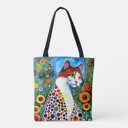 KLEURRIJK ABSTRACT GRAPPIG SCHILDERIJ VAN EEN KAT TOTE BAG (Achterkant)