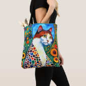 KLEURRIJK ABSTRACT GRAPPIG SCHILDERIJ VAN EEN KAT TOTE BAG (Dichtbij)