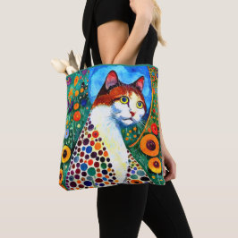 KLEURRIJK ABSTRACT GRAPPIG SCHILDERIJ VAN EEN KAT TOTE BAG