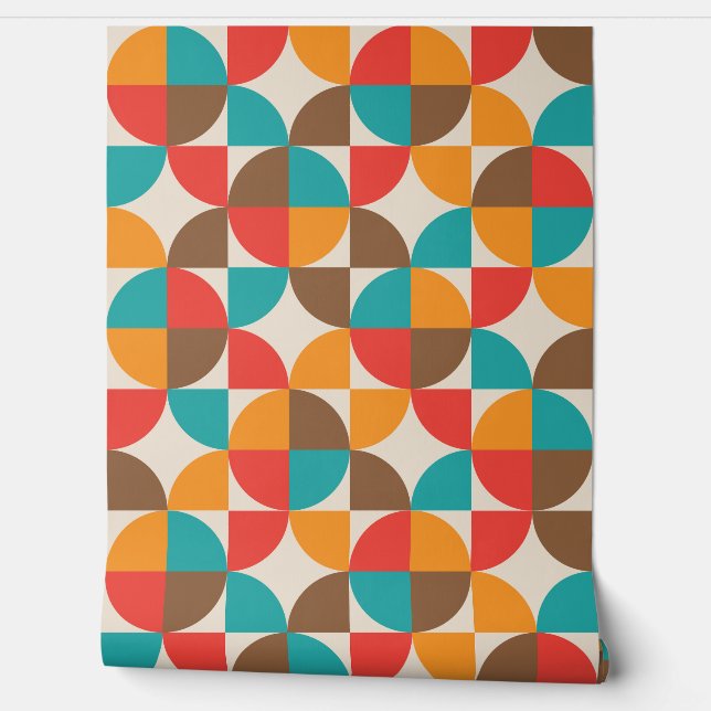 Kleurrijk Abstract Halve Cirkels uit het Midden va Behang (Afrollen)