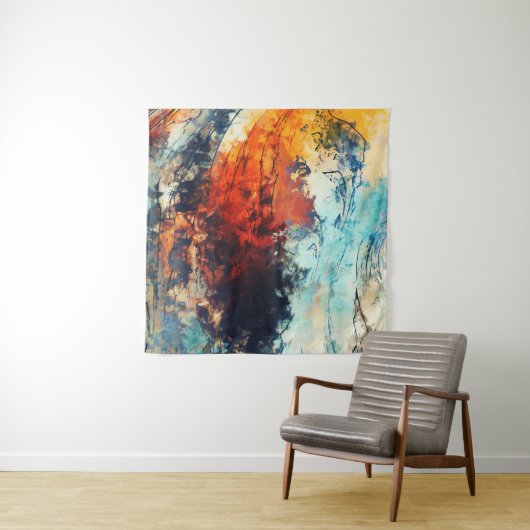 Kleurrijk Abstract hedendaags kunstwerk Wandkleed (In Situ (horizontaal))