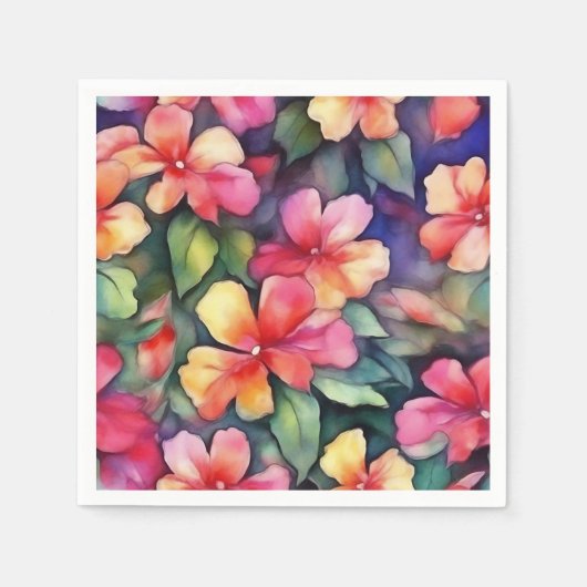 Kleurrijk Abstract Impatiens Flowers Pattern Servet (Voorkant)