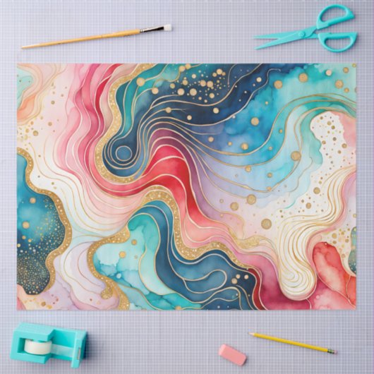 Kleurrijk Abstract Ink Art Tissue Papier (Craft)