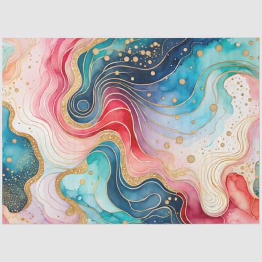 Kleurrijk Abstract Ink Art Tissue Papier (Voorkant)