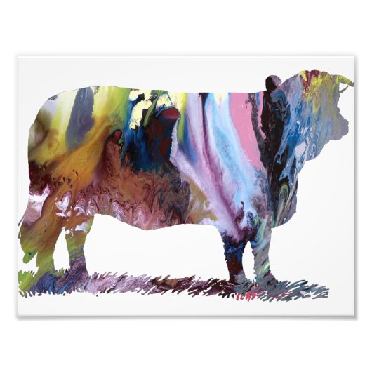 Kleurrijk abstract koe silhouet foto afdruk (Voorkant)