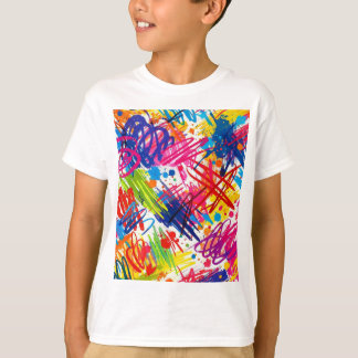 kleurrijk abstract krabbelkunst T-shirt