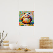 Kleurrijk abstract kunstontwerp van een reus panda poster (Keuken)
