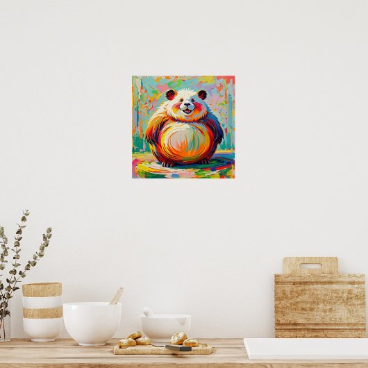 Kleurrijk abstract kunstontwerp van een reus panda poster (Keuken)