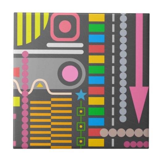 Kleurrijk Abstract Kunstpatroon Tegeltje (Voorkant)