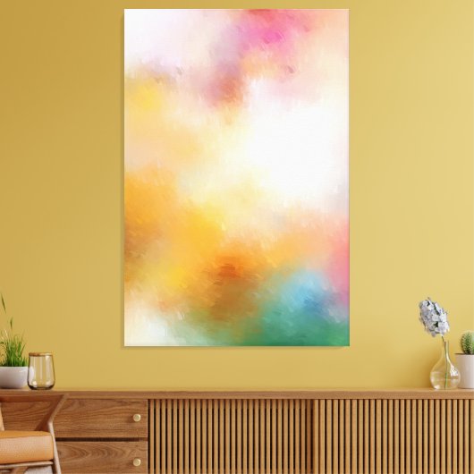 Kleurrijk Abstract Kunstrood Geel Paars Groen Canvas Afdruk (Insitu (Woonkamer))