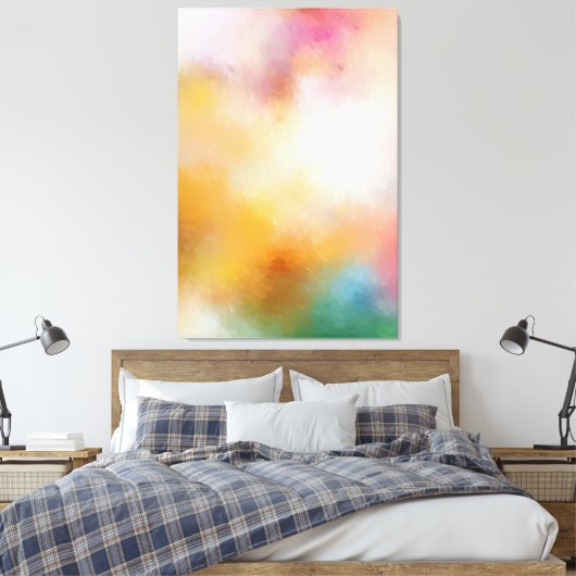 Kleurrijk Abstract Kunstrood Geel Paars Groen Canvas Afdruk (Insitu (Slaapkamer))